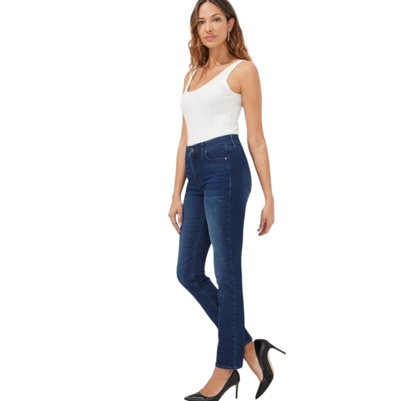 WHBM Blanc Rhinestone Slim Denim Jeans Size 8R - Picture 1 of 5